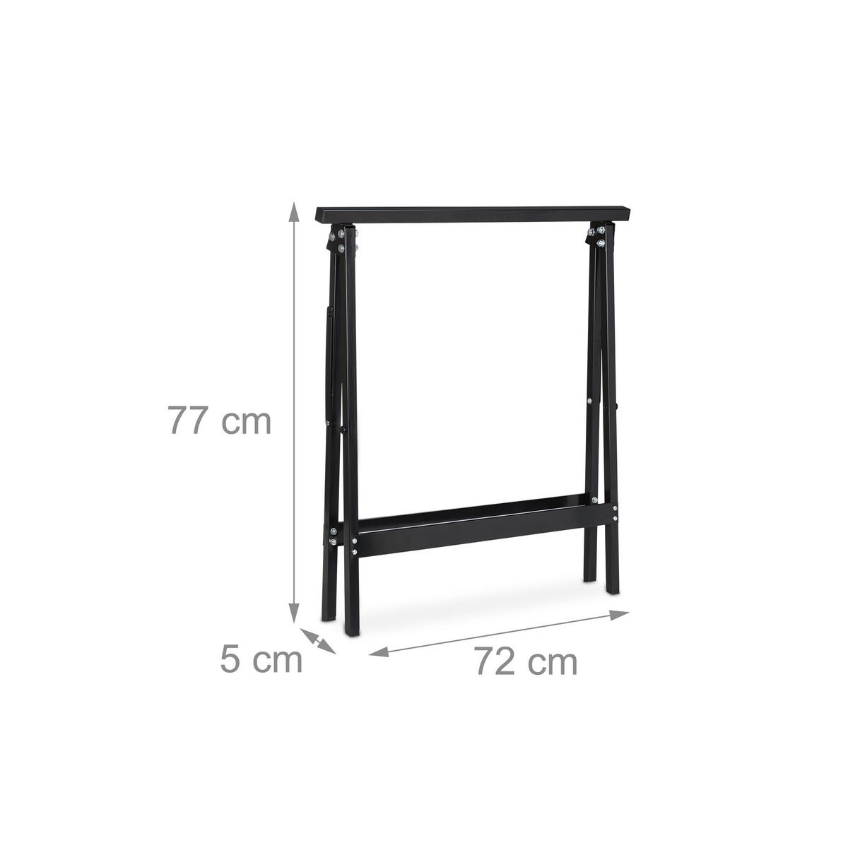 2XKLAPPBOCK - Schwarz, Metall (40/72/75cm) - Relaxdays