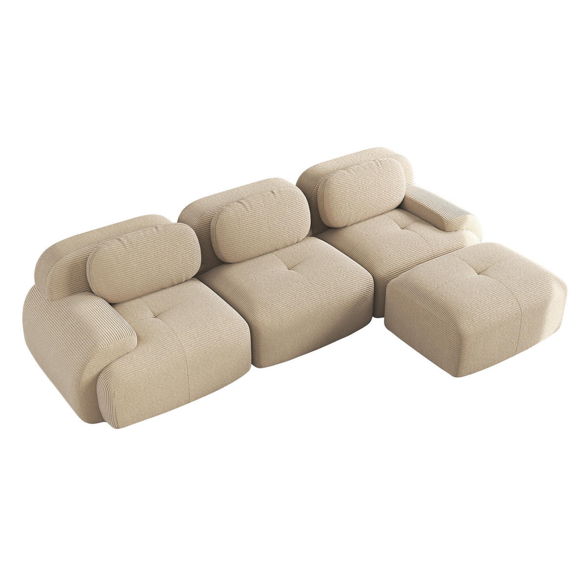 SOFA modular Ecksofa rahmenlos Cord Beige - Beige, Kunststoff (178/298.1cm) - Meubliv