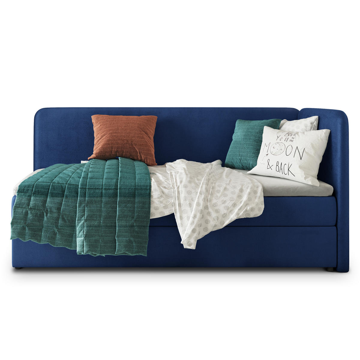 POSTEL BOXSPRING GINA 90x200 cm, s matrací a úložným prostorem, modrá - modrá, kompozitní dřevo/textil (90/200cm) - MASSENO