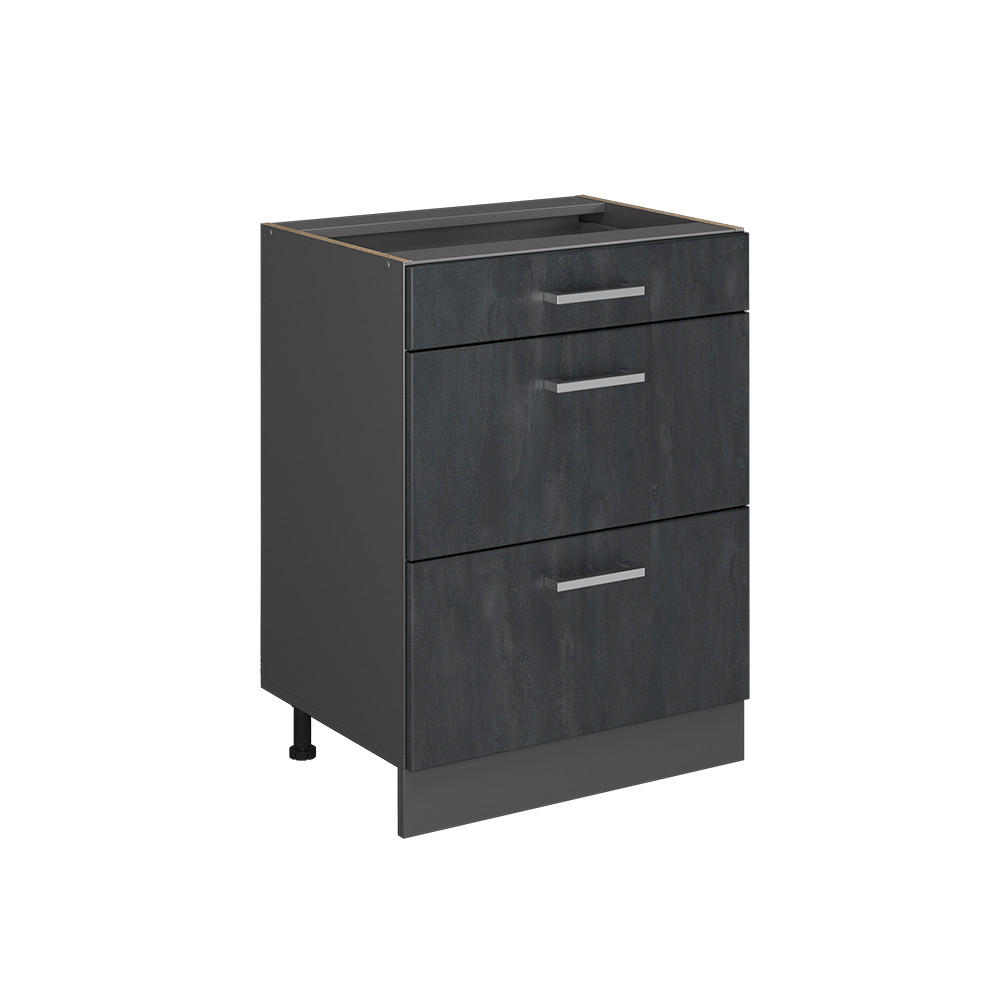 KÜCHENUNTERSCHRANK R-Line Schwarz Beton 60 cm ohne Arbeitsplatte - Anthrazit/Schwarz, Holzwerkstoff (60/81.6/46cm) - Vicco