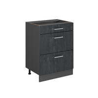 KÜCHENUNTERSCHRANK R-Line Schwarz Beton 60 cm ohne Arbeitsplatte - Anthrazit/Schwarz, Holzwerkstoff (60/81.6/46cm) - Vicco