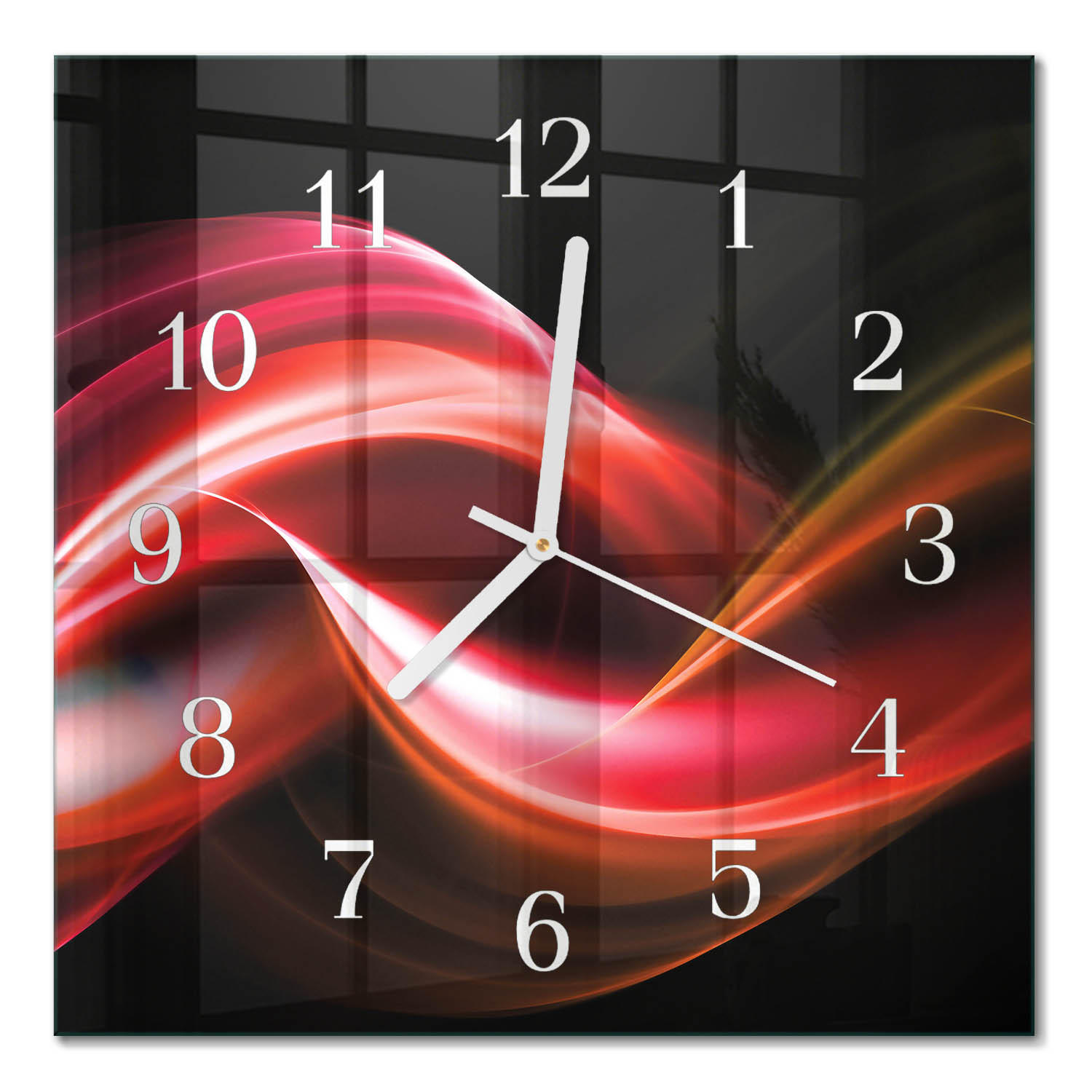 WANDUHR 30x30 cm - Abstrakte Linien - Rot, Glas (30/30/0.4cm) - TULUP