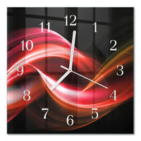 WANDUHR 30x30 cm - Abstrakte Linien - Rot, Glas (30/30/0.4cm) - TULUP