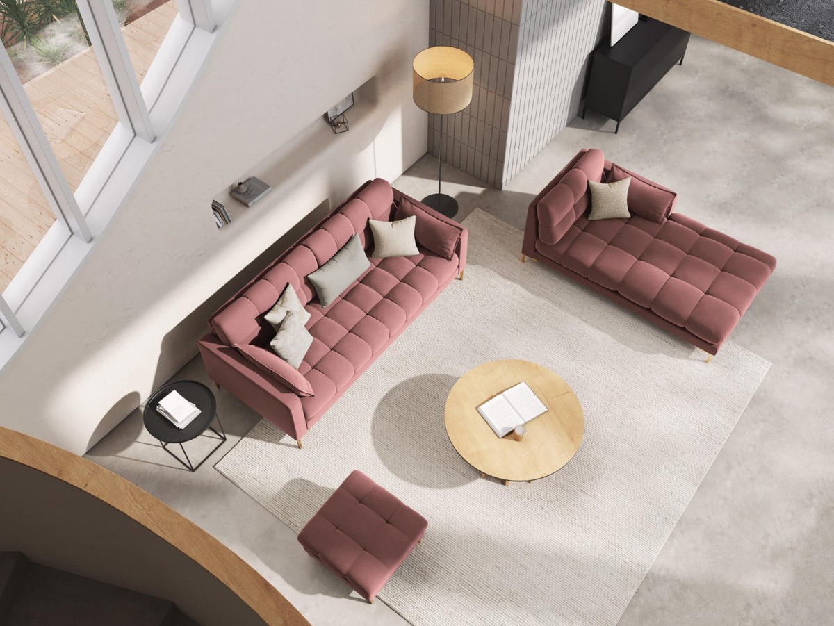 CHAISELONGUE rechts Mamaia aus Samt rosa - Pink, Textil (102/75/185cm) - Micadoni