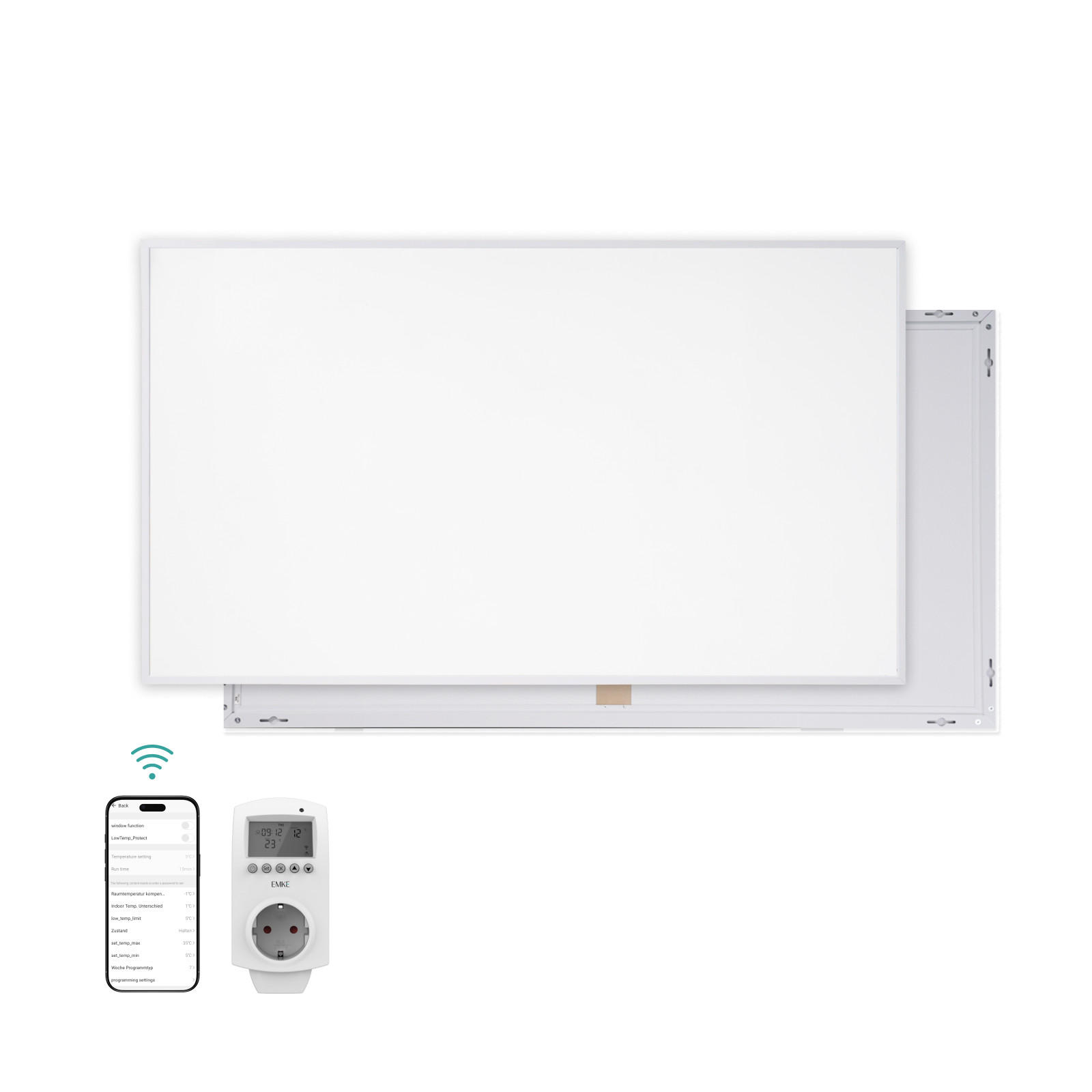 WANDKONVEKTOR Elektrisch 600 W mit Thermostat und App Steuerung 100,5/59,5 cm - Weiß, Kunststoff/Metall (100.5/59.5/2cm) - EMKE