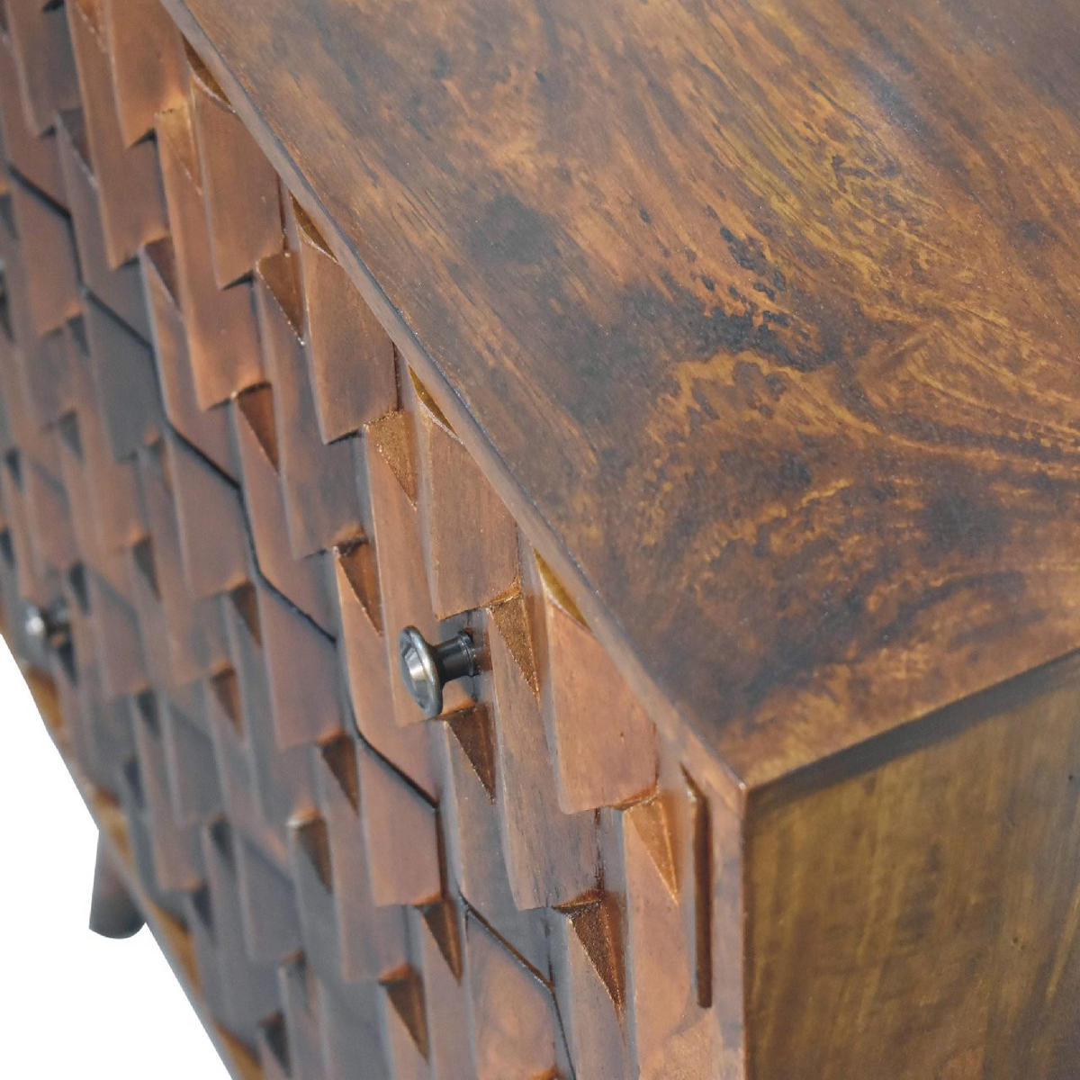 KOMMODE aus Massivholz - Messingfarben/Braun, Holz/Metall (75/77/35cm) - Artisan Furniture