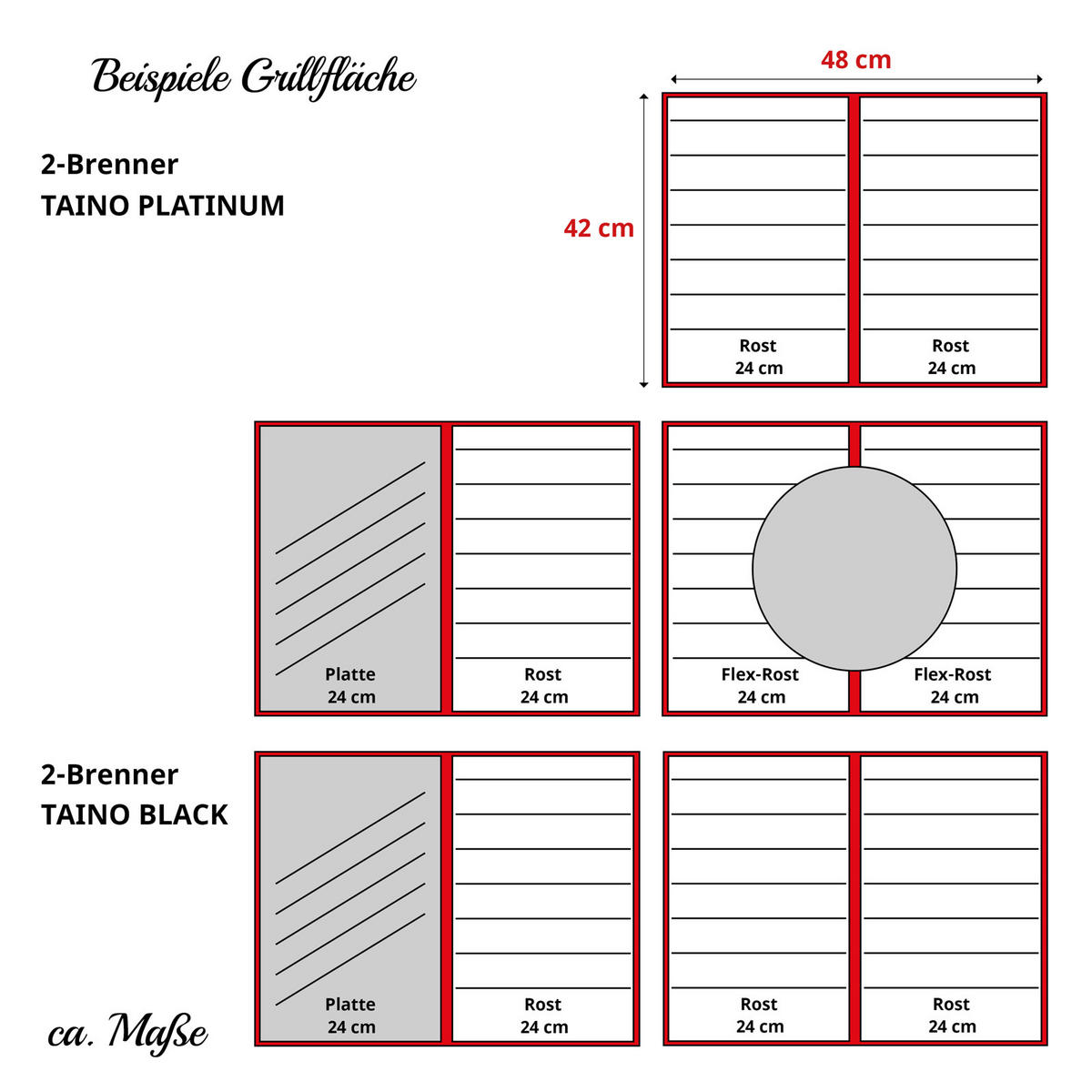 GRILLPLATTE Gusseisen - Schwarz, Metall (24/42cm) - TAINO