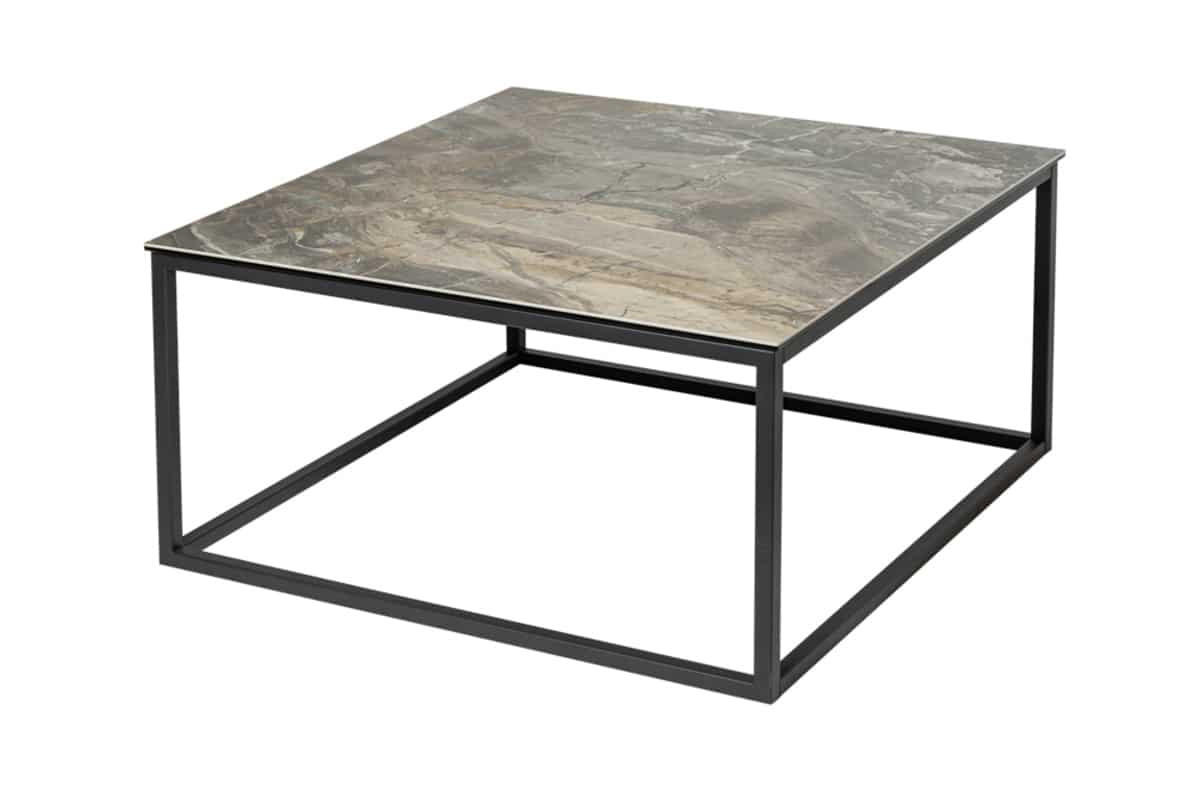COUCHTISCH SYMBIOSE Marmor rechteckig Braun|Grau|Taupe 75cm - Taupe/Schwarz, Glas/Keramik (75/75/40cm) - riess-ambiente