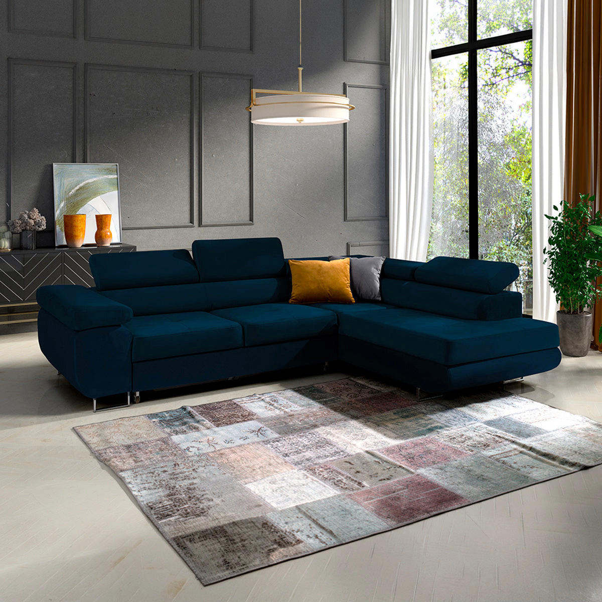 ECKSOFA Wilson 4 Sitzplätze Blau - Blau, Holzwerkstoff (271/201cm) - Petits-meubles