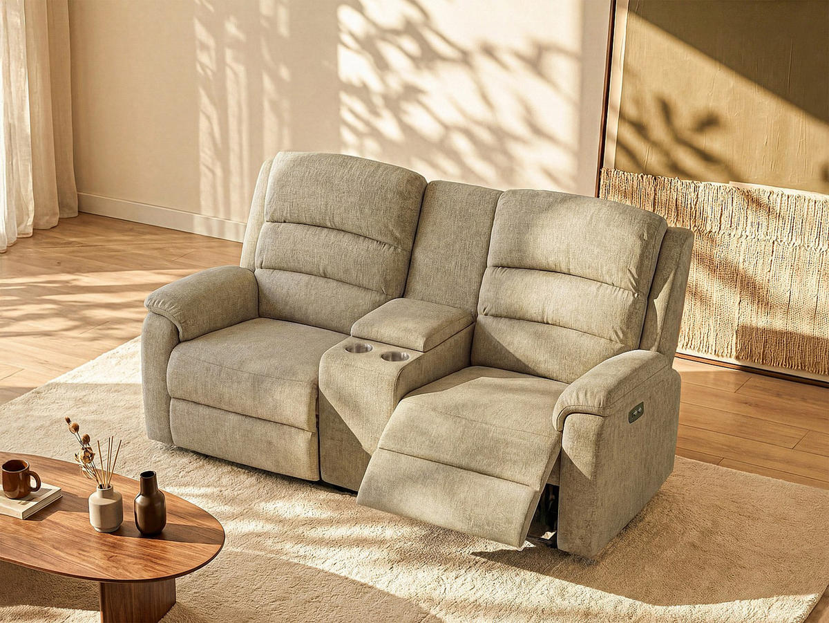RELAXSOFA - 2 Personen - stoff - taupe Nevers - Taupe, Textil (171/103/95cm) - Vente-Unique