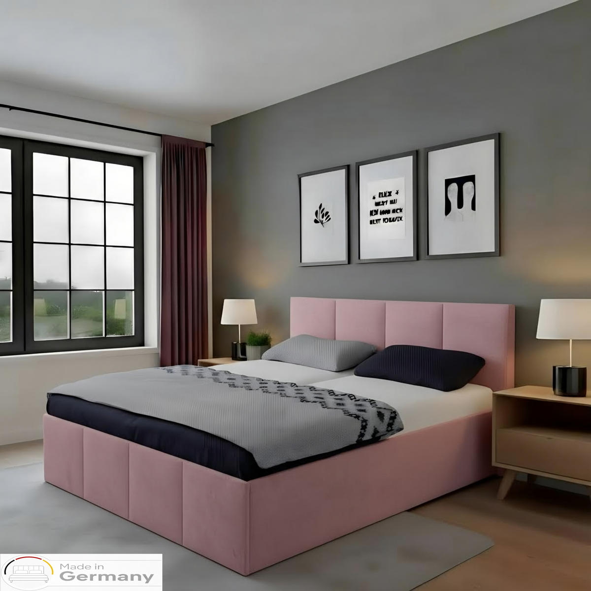 POLSTERBETT Dalas Rose 200 x 200 x 40 cm Stauraum Mit hochwertiger Matratze H2 (bis 100 kg) und Lattenrost - Rosa, Holz (200/200cm) - Halmon Schlafkomfort Betten 