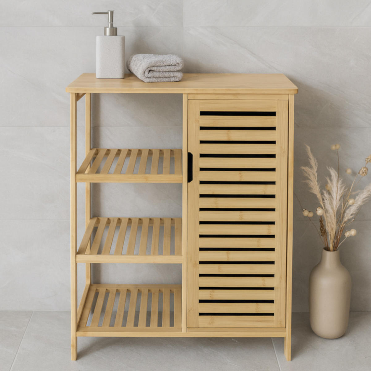 REGALSCHRANK Bambus Naturfarbe mit 6 Ablagen 66/33/87,5 cm - Naturfarben, Holz (66/87/33cm) - Begryf