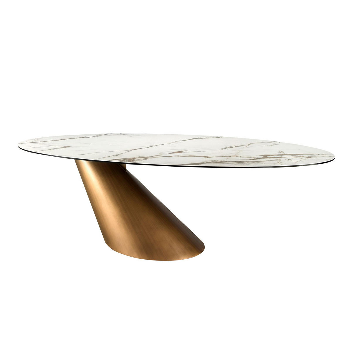 ESSTISCH oval Weiß Bronze 240/120/76 cm - Weiß, Stein/Metall (120/240/76cm) - ANGEL CERDA