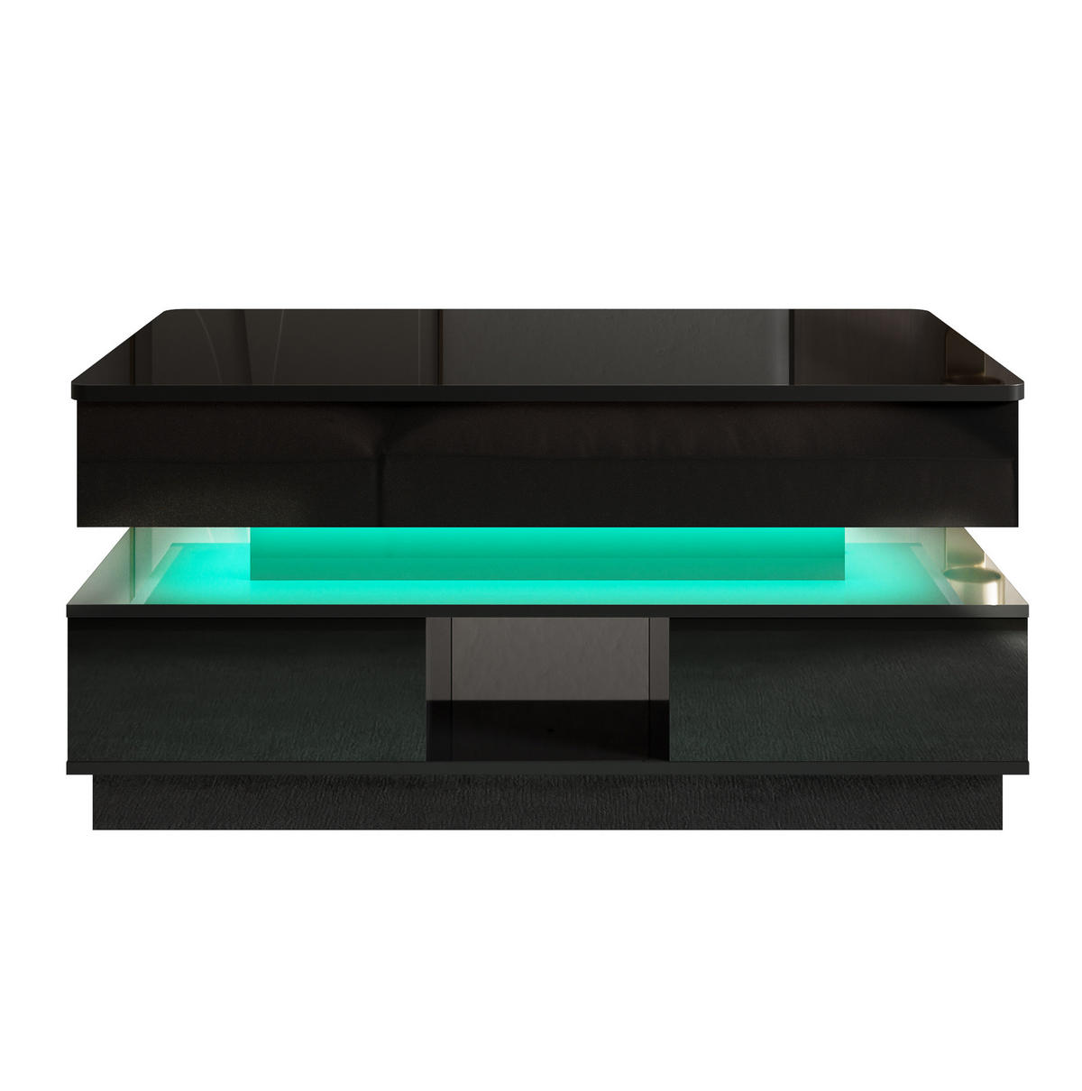 COUCHTISCH höhenverstellbar 90 x 48 cm MDF Schwarz mit Stauraum - Schwarz, Wellpappe (90/48/42.5cm) - Meubliv