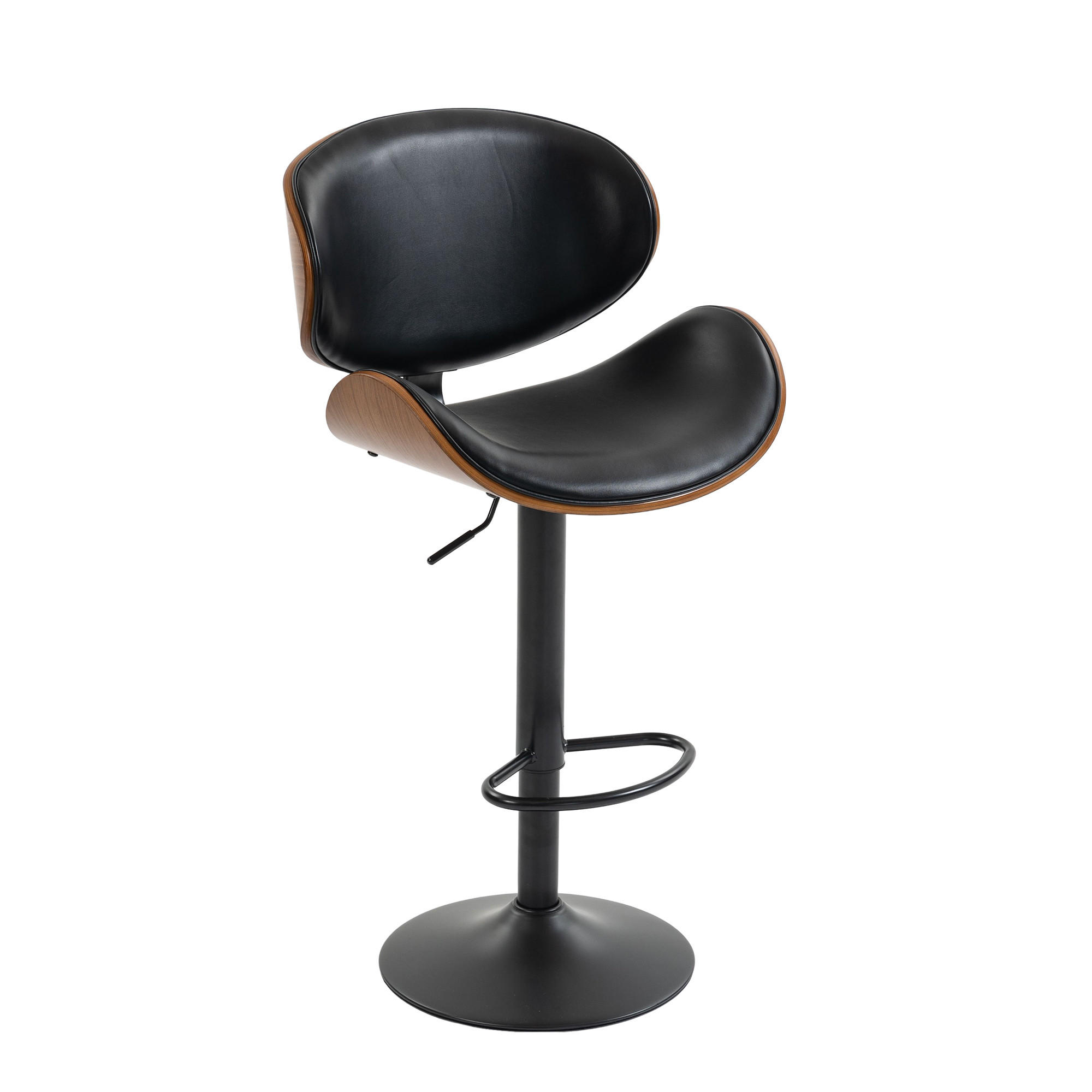 BARHOCKER 2er-Set drehbar, höhenverstellbar mit PU-Sitz, Schwarz - Schwarz, Kunststoff (51/93/50cm)