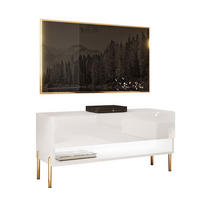 LOWBOARD TV-Schrank CALANTE 90 cm auf geraden goldenen Chrom-Beinen - Weiß Hochglanz/Goldfarben, Holzwerkstoff/Metall (90/44/35cm) - Lookway