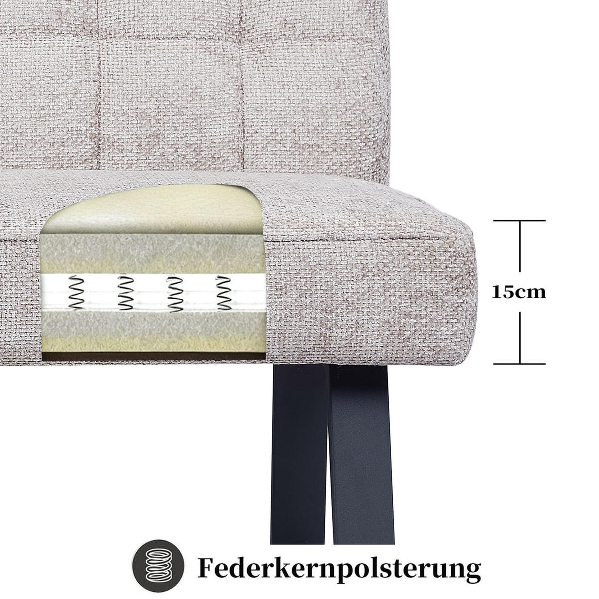 SITZBANK CLARA - Hellgrau, Metall (160/91/66cm) - DUBI Möbel