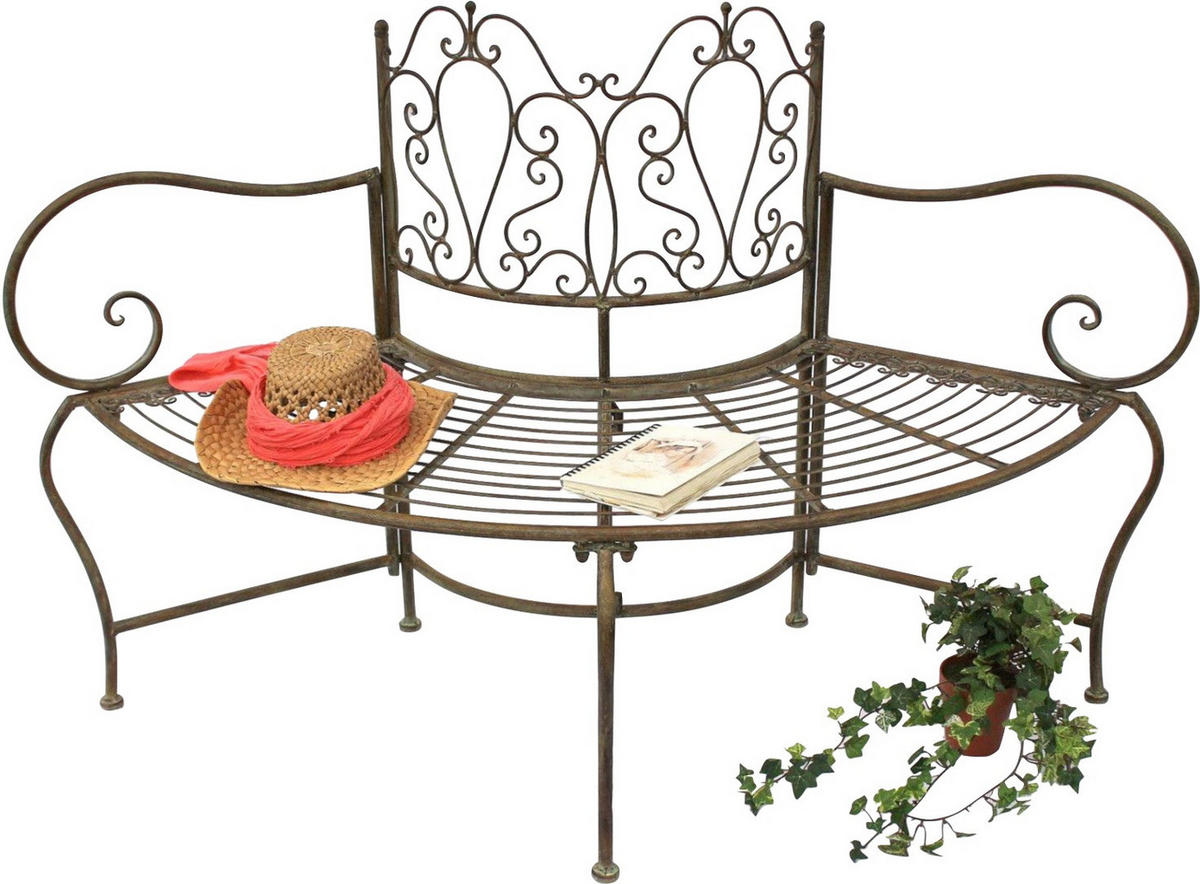 BAUMBANK halbrund 3-Sitzer Braun Metall 135 cm - Grün, Metall (135/86/45cm) - DanDiBo