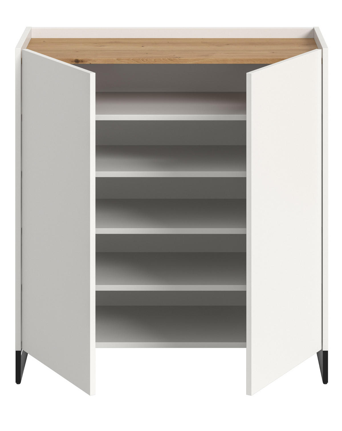 SCHUHSCHRANK weiß und Artisan Eiche, Schuhkommode 90 x 97 cm, Soft-Close - Schwarz/Weiß, Holzwerkstoff/Metall (90/97/38cm) - Inn.Furn