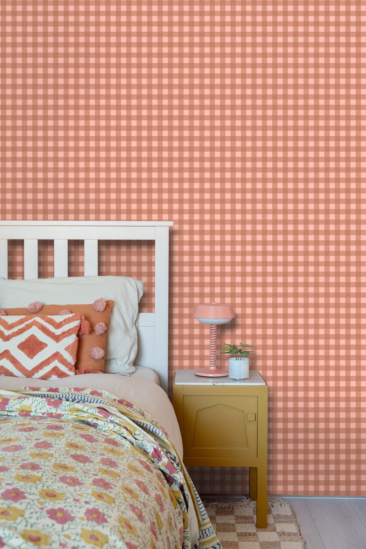 TAPETE Karomuster 50 x 900 cm - Terracotta, Papier (50/900cm) - ESTAhome