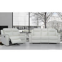 COUCHGARNITUR - 5 Personen - leder - elfenbeinfarben Evasion - Weiß, Leder (205/100/96cm) - Vente-Unique
