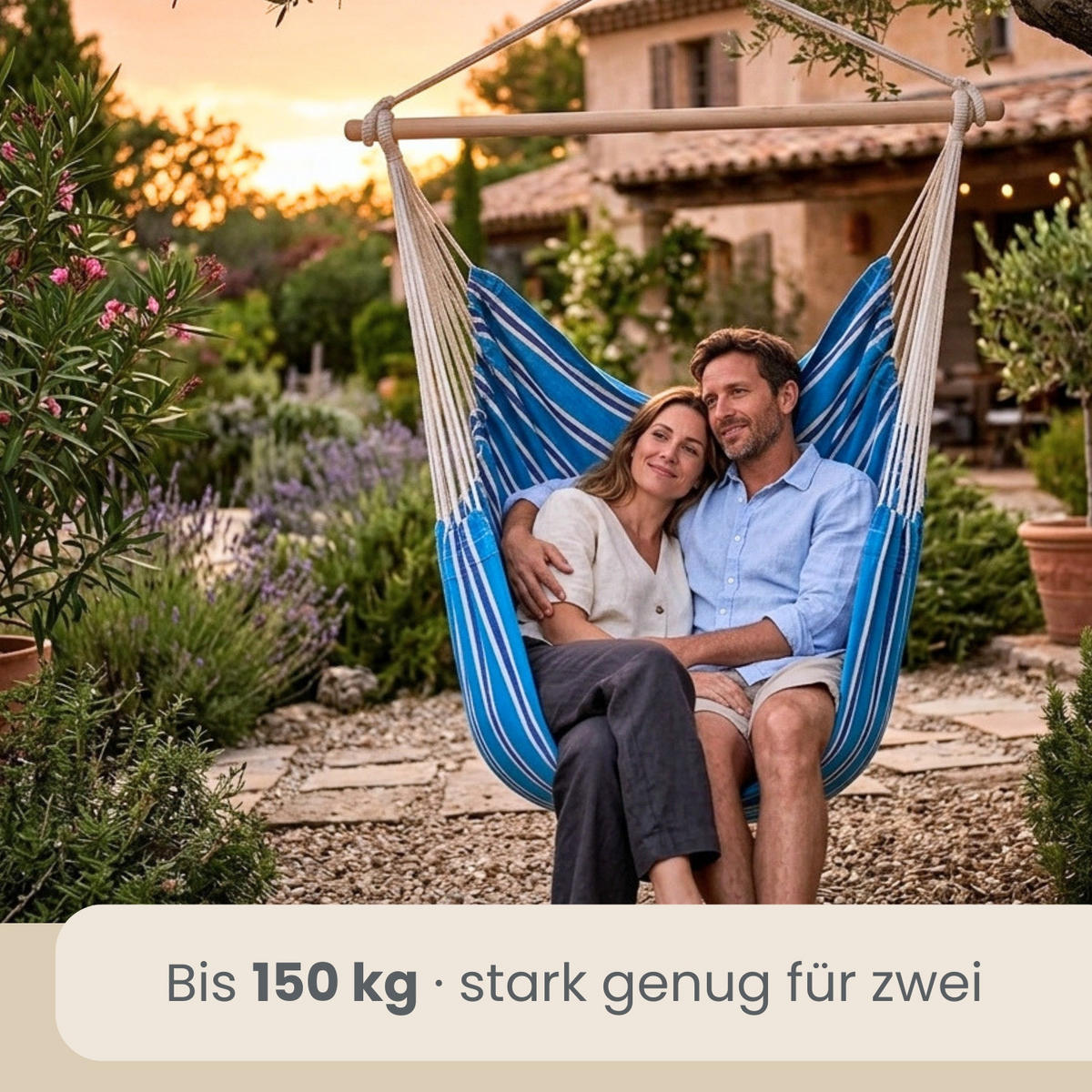 XXL-HÄNGESESSEL bis 150kg, 185/130 cm Multicolor - Blau, Textil (130/155/185cm) - Amanka