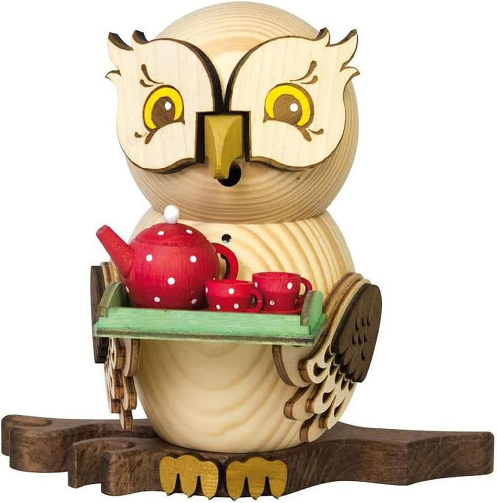 RAUCHFIGUR Eule mit Teeservice 15 cm - Multicolor, Holz (10/15/10cm)