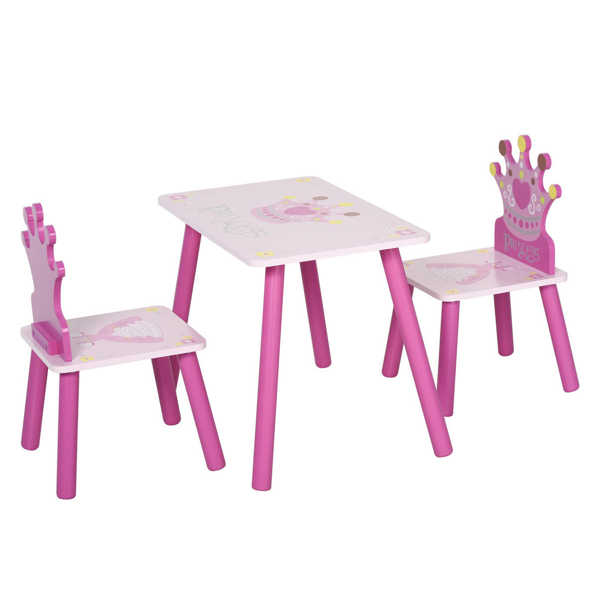 KINDERSITZGRUPPE DE-17499 3-teilig mit Kronenmotiv Rosé - Pink, Holzwerkstoff (34/42/55cm) - ComfortXL