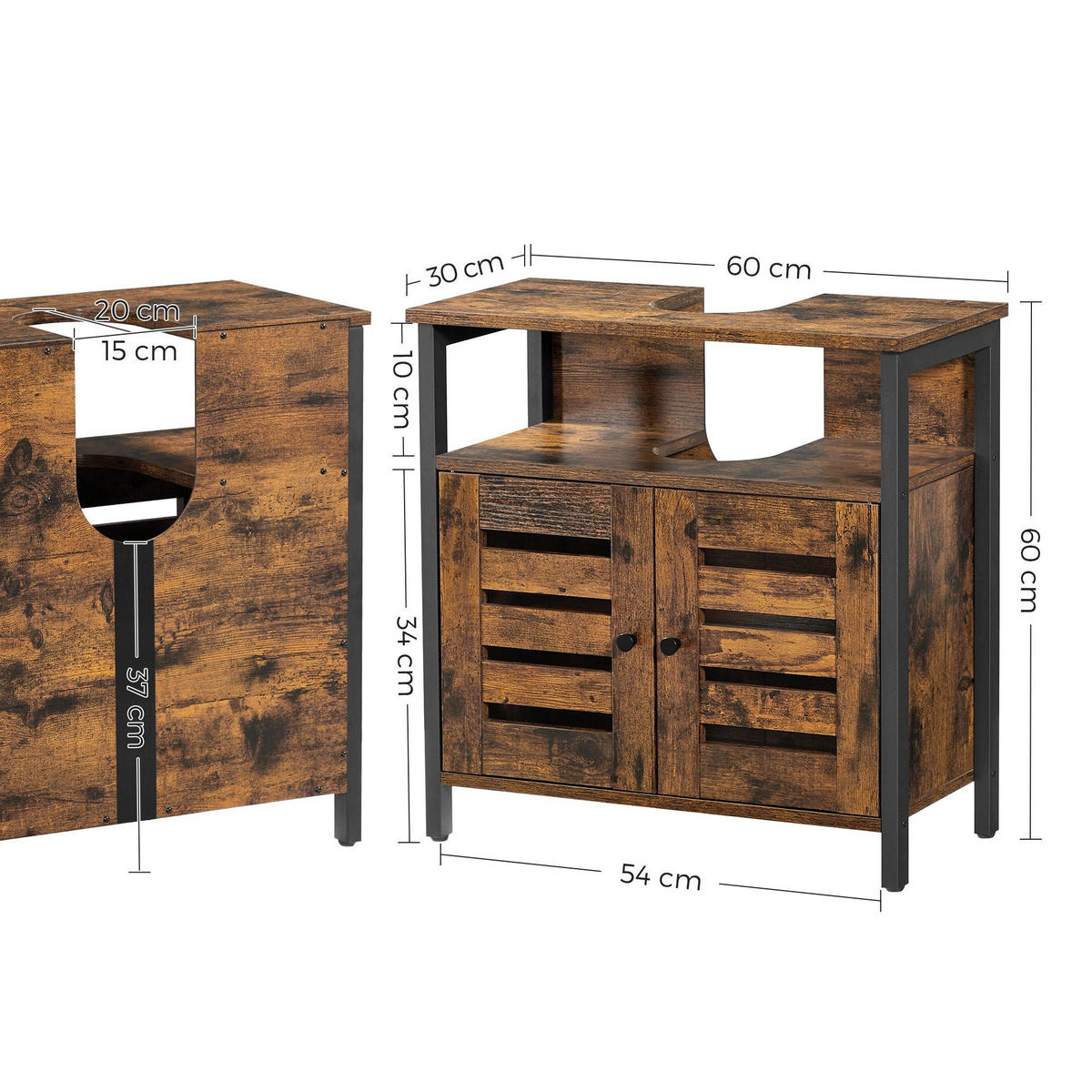 WASCHBECKENUNTERSCHRANK - Braun, Holzwerkstoff (30/60/60cm) - Hansiro