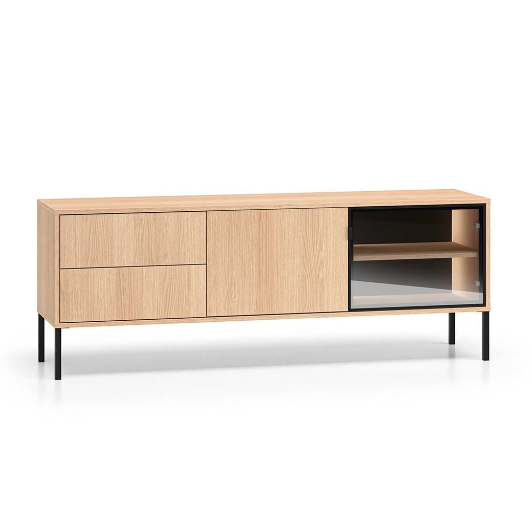 TV STOLÍK Paige Drevo a čierna farba - čierna, kompozitné drevo (160/59/40cm) - Petits-meubles