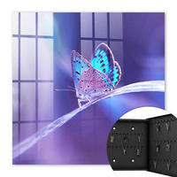 SCHLÜSSELBOX Schwarz 30x30 cm- Türöffnung nach rechts - Bunter Schmetterling - Lila, Metall (30/30/5cm) - TULUP