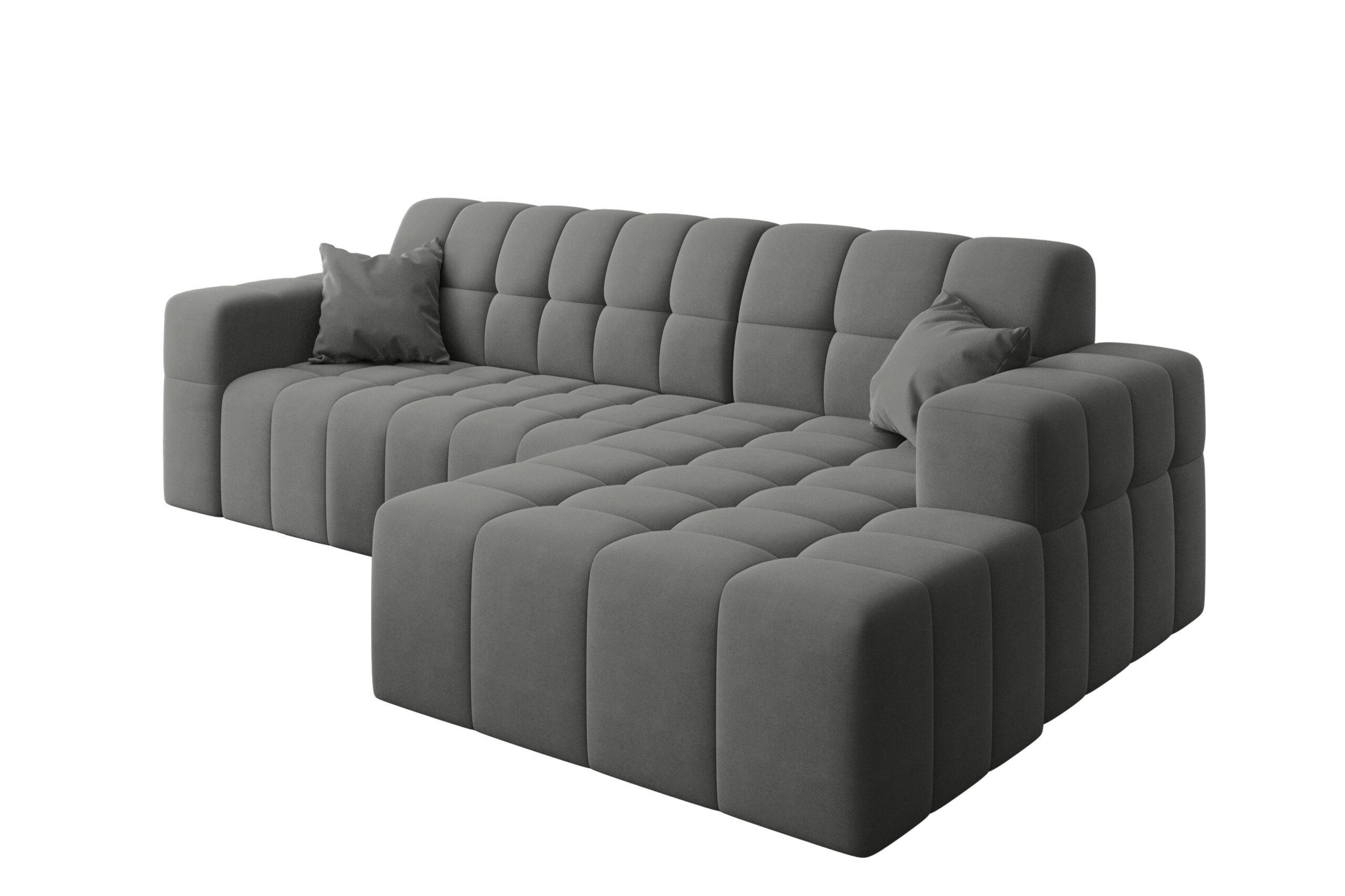 ECKSOFA L-förmiges Nimes Velours Stoff Anthrazit Rechts - Anthrazit, Holz/Kunststoff (265/168cm) - Kaiser Möbel