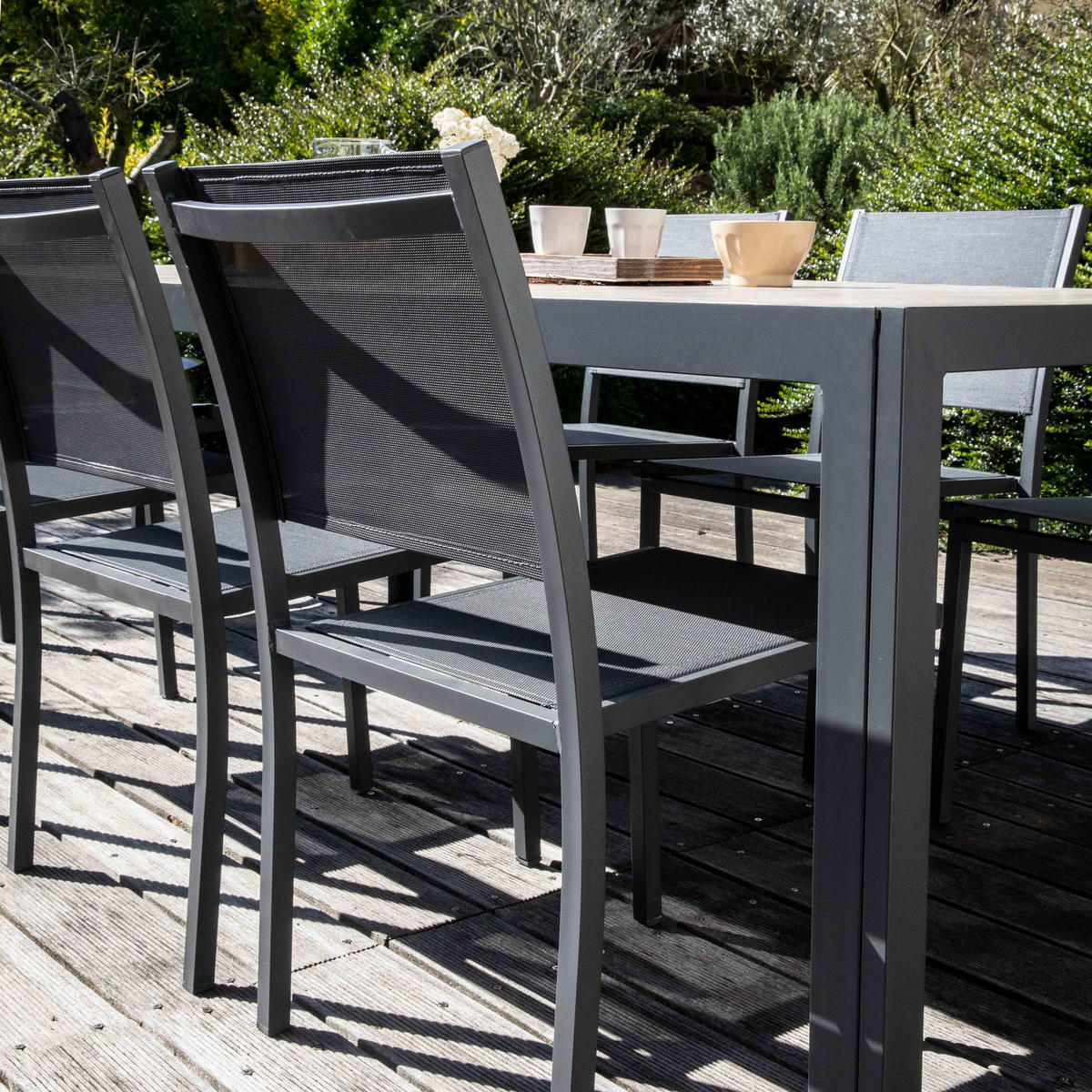 GARTENSTUHL 2-tlg., Grau - Grau, Metall (48/87/60cm) - Oviala