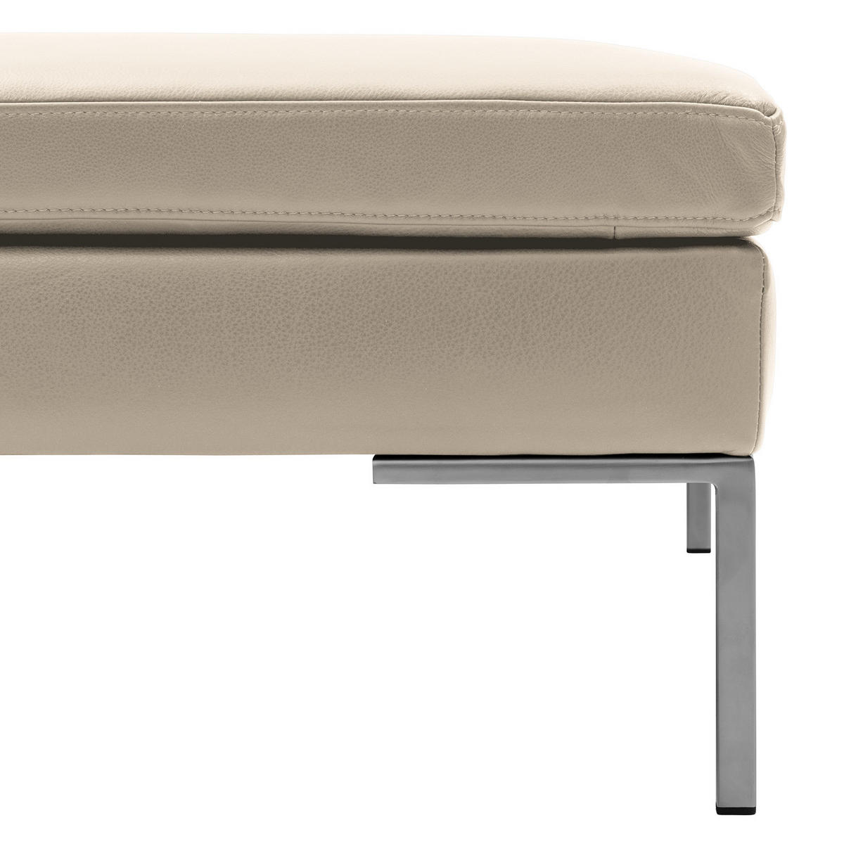 POLSTERHOCKER - Chromfarben/Hellgrau, Leder/Metall (108/40/69cm) - home24