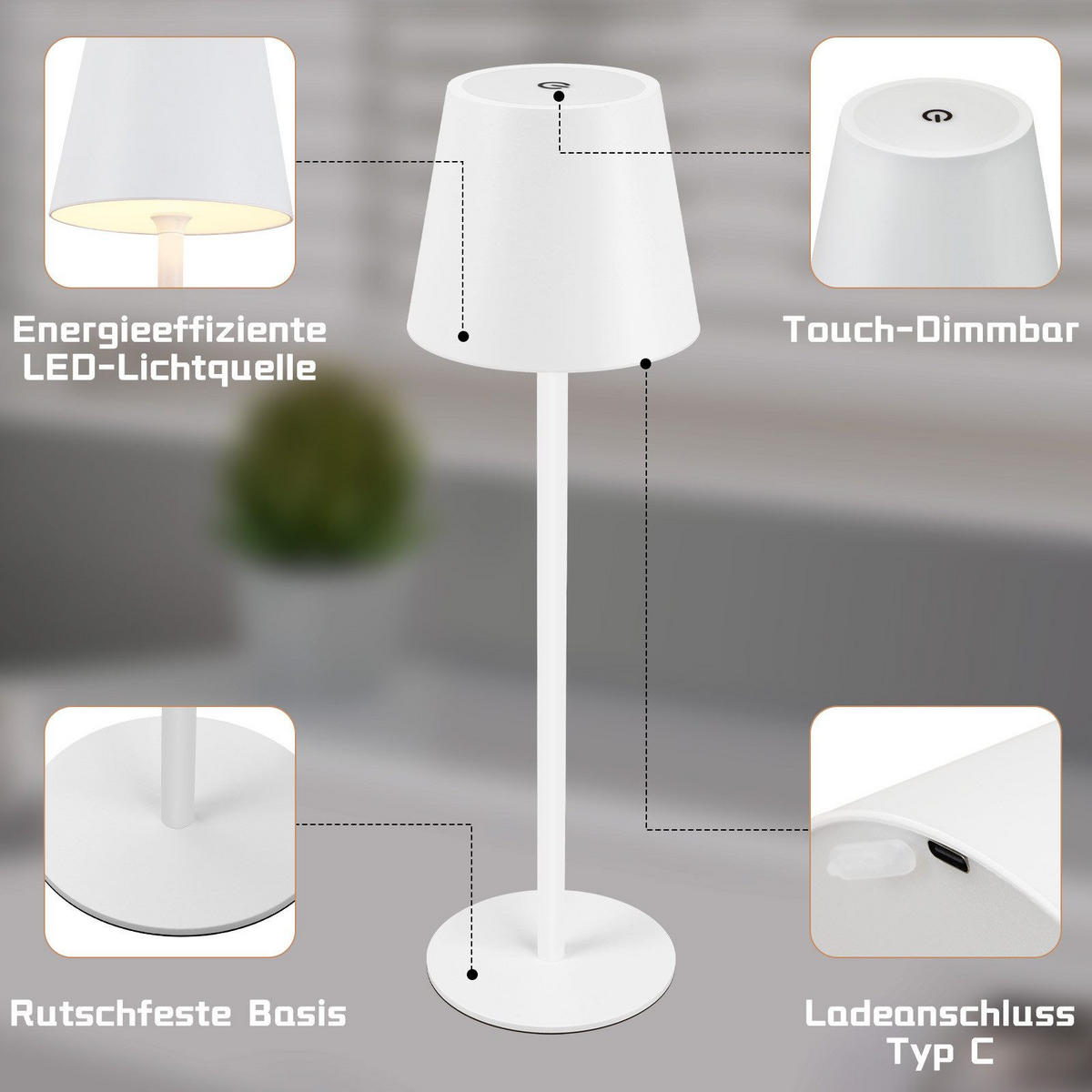 LED-TISCHLEUCHTE Osnabrück(2er-set) 11/11/37.5 cm - Weiß, Metall (11/11/37.5cm) - Nettlife