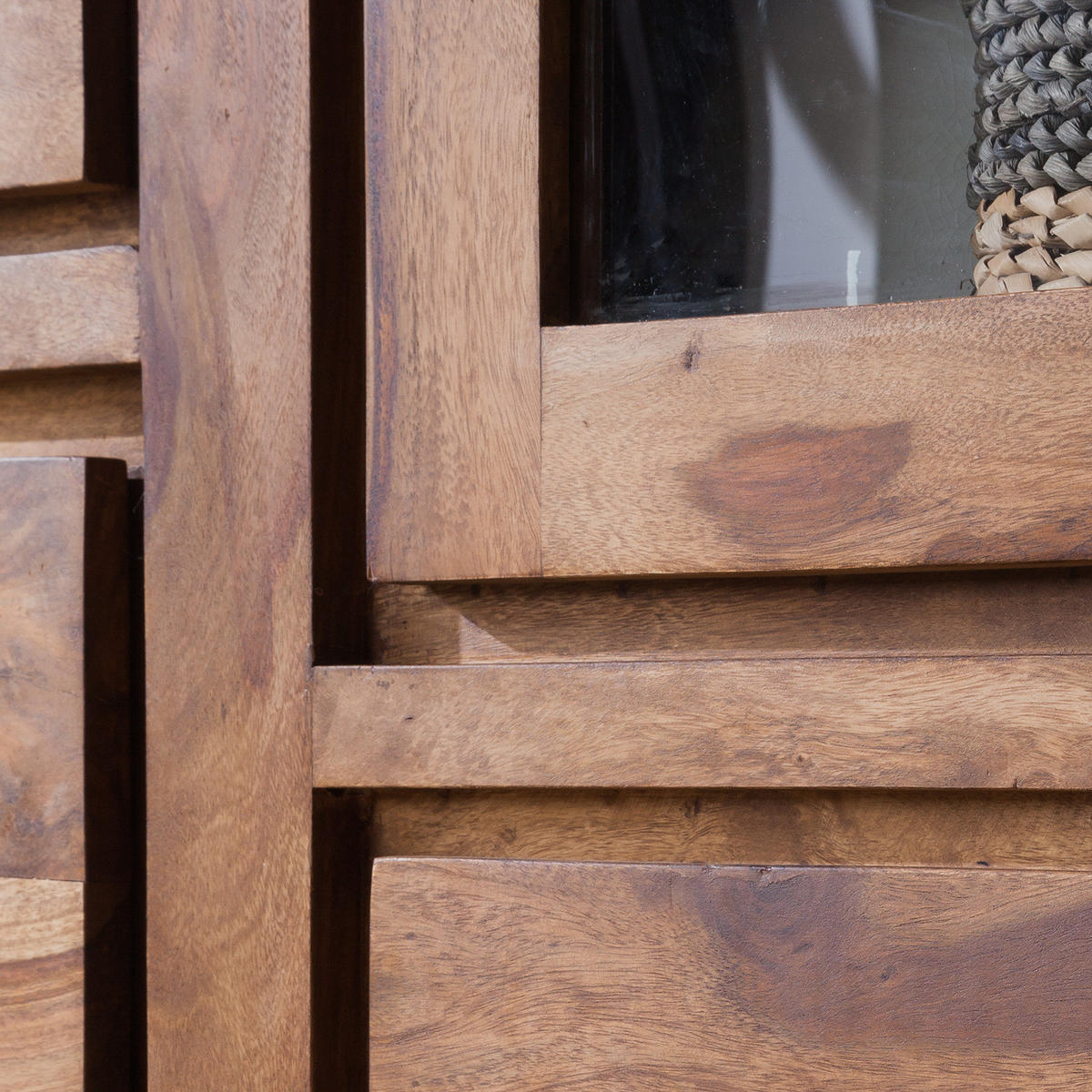 VITRINENSCHRANK - Sheesham massiv - Sheeshamfarben, Holz (101/190/45cm) - home24