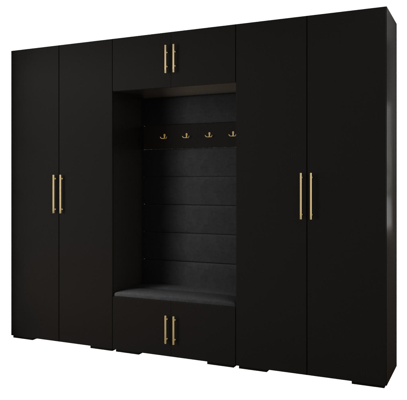 GARDEROBEN-SET 236,7/300/47 - Goldfarben/Schwarz, Holz/Kunststoff (300/236.7/47cm) - Abiks Möbel