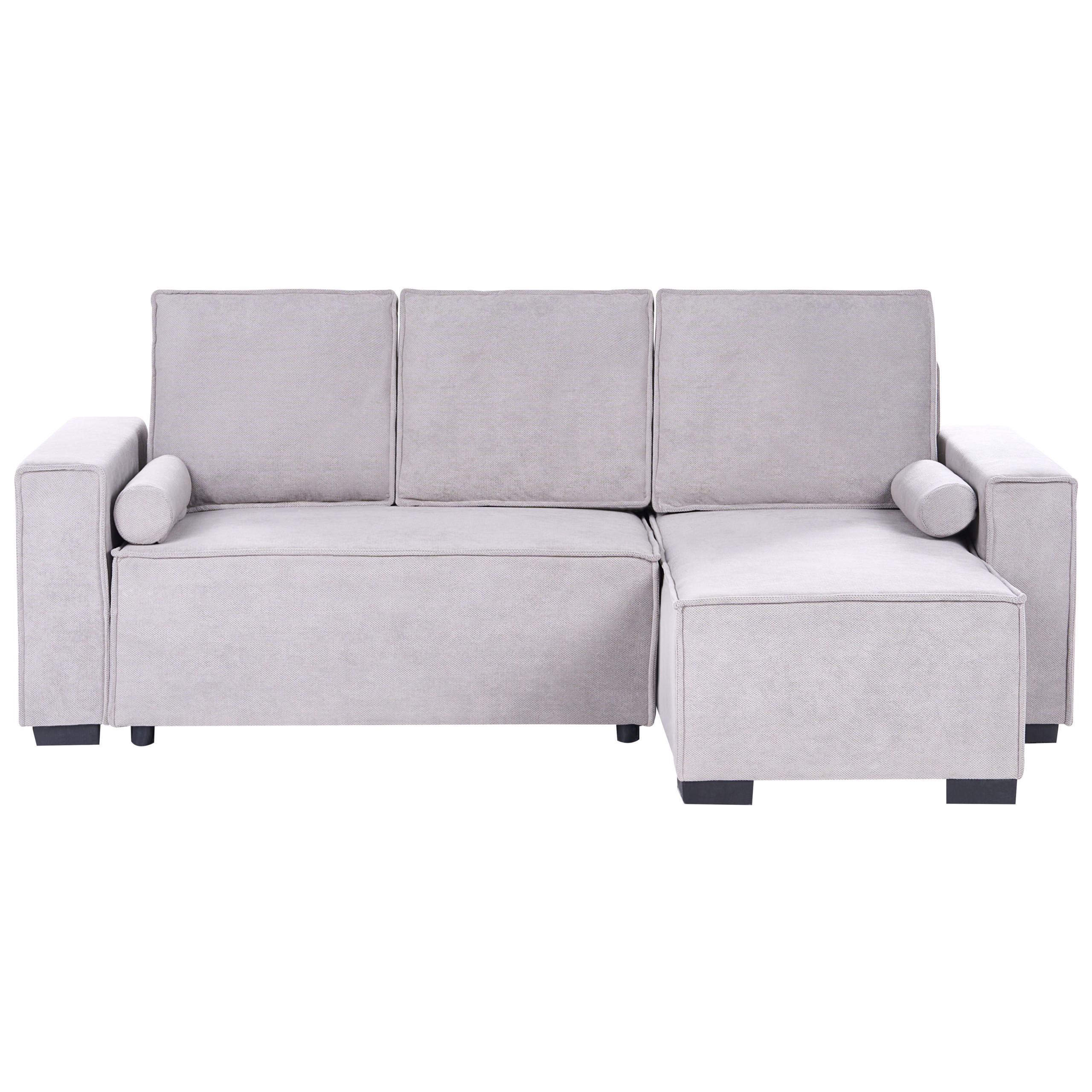 ROZKLÁDACÍ ROHOVÁ POHOVKA 3-místná Látka Šedá s úložným prostorem levostranná Edane - šedá, textil (232/150cm) - Beliani