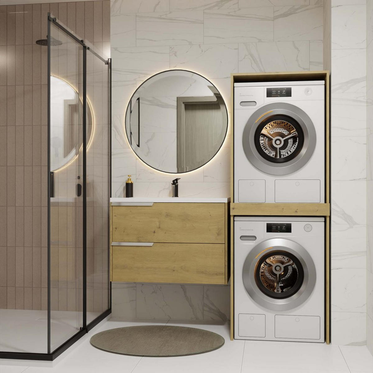 WASCHMASCHINENUMBAUSCHRANK C1 Artisan 64/180/64 - Eiche Artisan, Holzwerkstoff (64/180/64cm) - RAUMHIRSCH FURNITURE