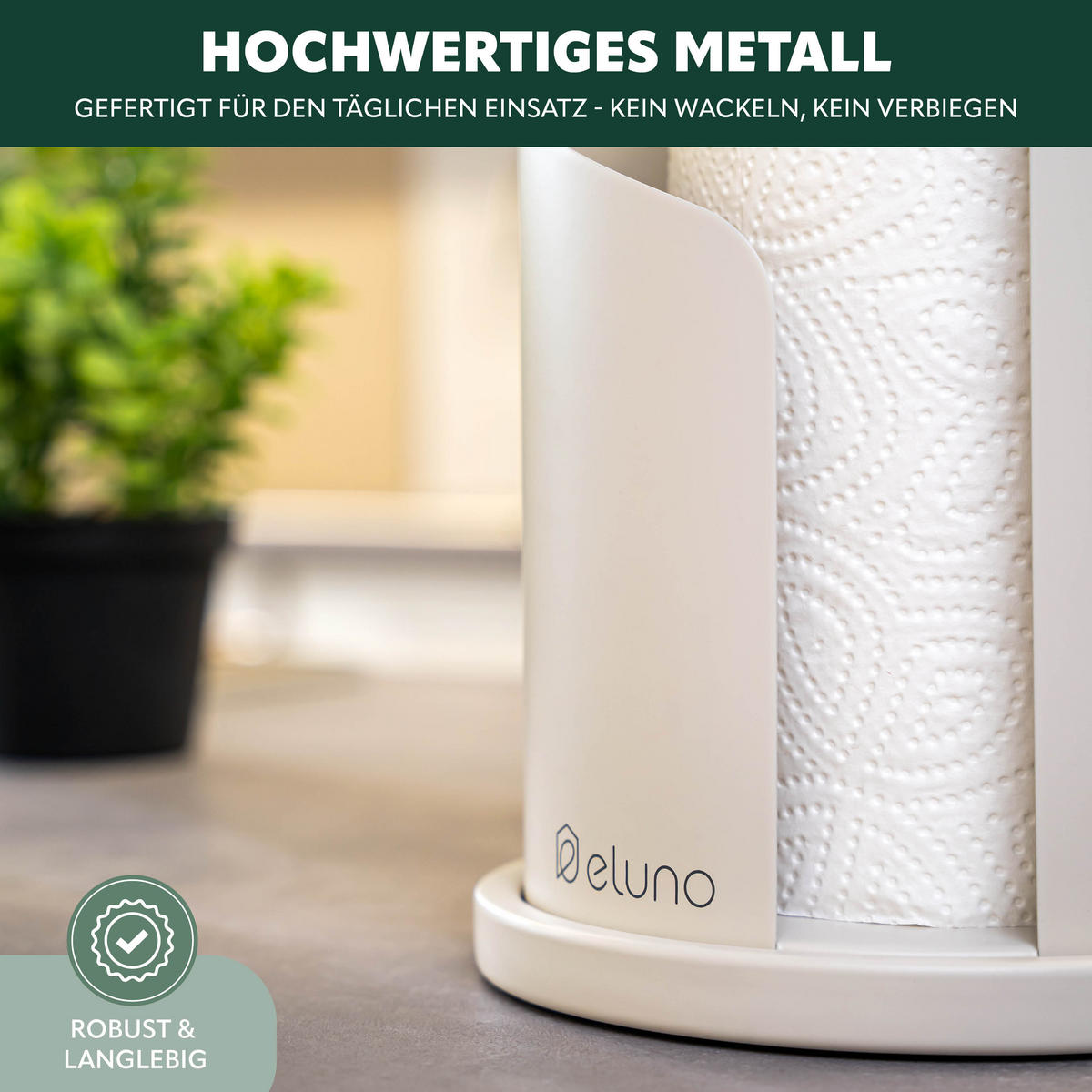 KÜCHENROLLENHALTER beige, ca. Ø 15,5 x 31 cm - Beige, Metall (15.5/31/15.5cm) - eluno