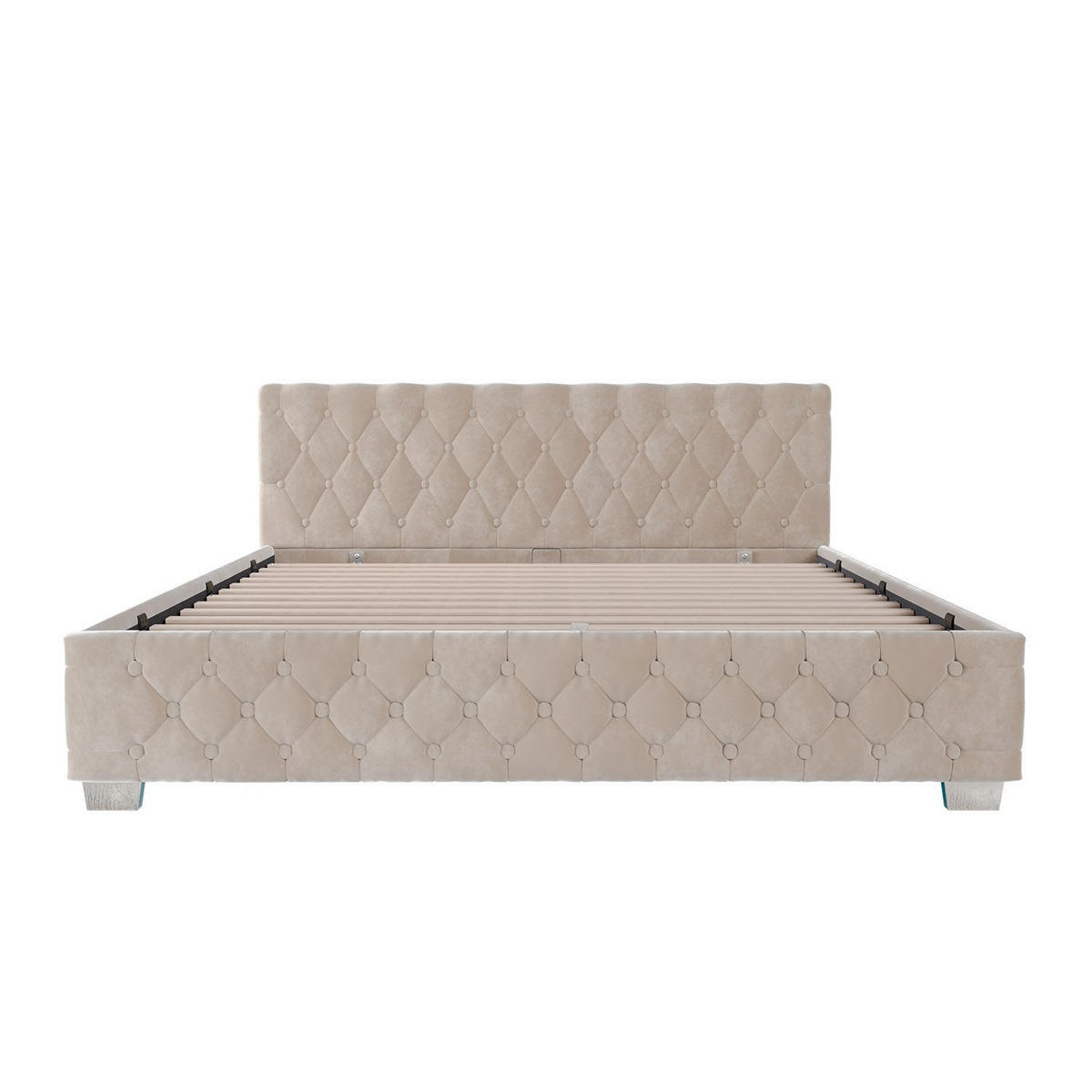 POLSTERBETT Nizza beige 180x200 cm mit Matratze - Beige, Holzwerkstoff (180/200cm) - Juskys