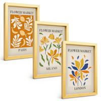 BILDER SET 3er Set - 20x30 cm Goldrahmen - Blumenposter Paris Mailand London - Goldfarben, Kunststoff (20/30cm) - TULUP