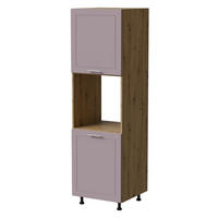 BACKOFENUMBAUSCHRANK Bari D14/RU/2D Eiche Artisan / RAL 4009 pastellviolett 60 / 59 / 207cm - Violett/Eiche Artisan, Holz/Holzwerkstoff (60/207/59cm) - Feldmann-Wohnen