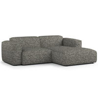 ECKSOFA mit XL-Longchair - Schwarz/Grau, Kunststoff/Textil (260/171cm) - home24