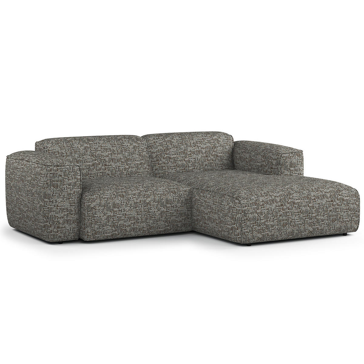 ECKSOFA mit XL-Longchair - Schwarz/Grau, Kunststoff/Textil (260/171cm) - home24