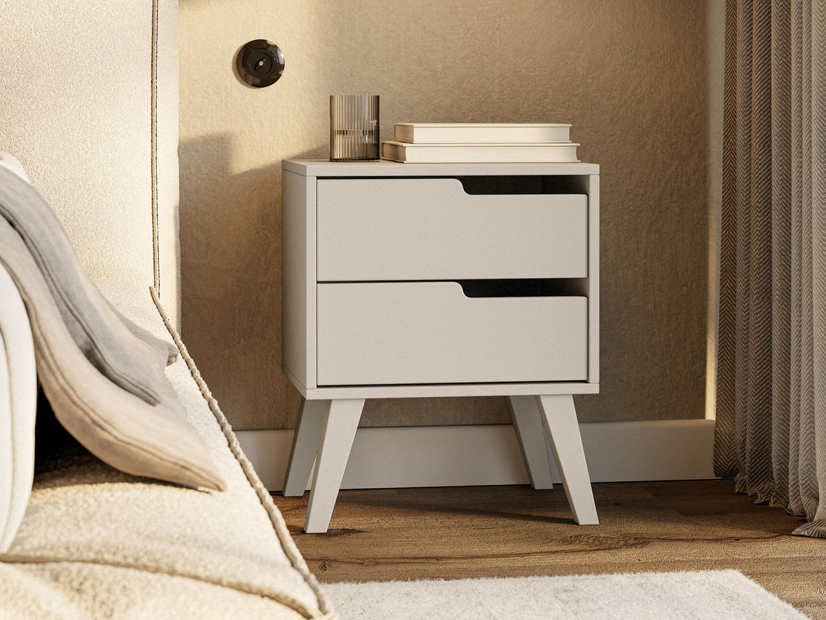 NACHTTISCH Nordelo 2S, Seite: Rechts - Kaschmir, Holz/Holzwerkstoff (45/55/35cm) - MIRJAN24