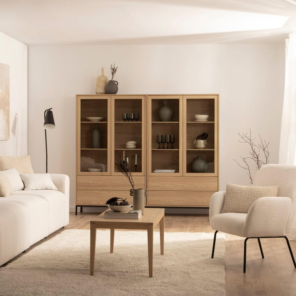 VITRINENSCHRANK DOPPELTER Remi Natürlich 100 cm x 170 cm - Naturfarben, Holzwerkstoff (100/170/40cm)