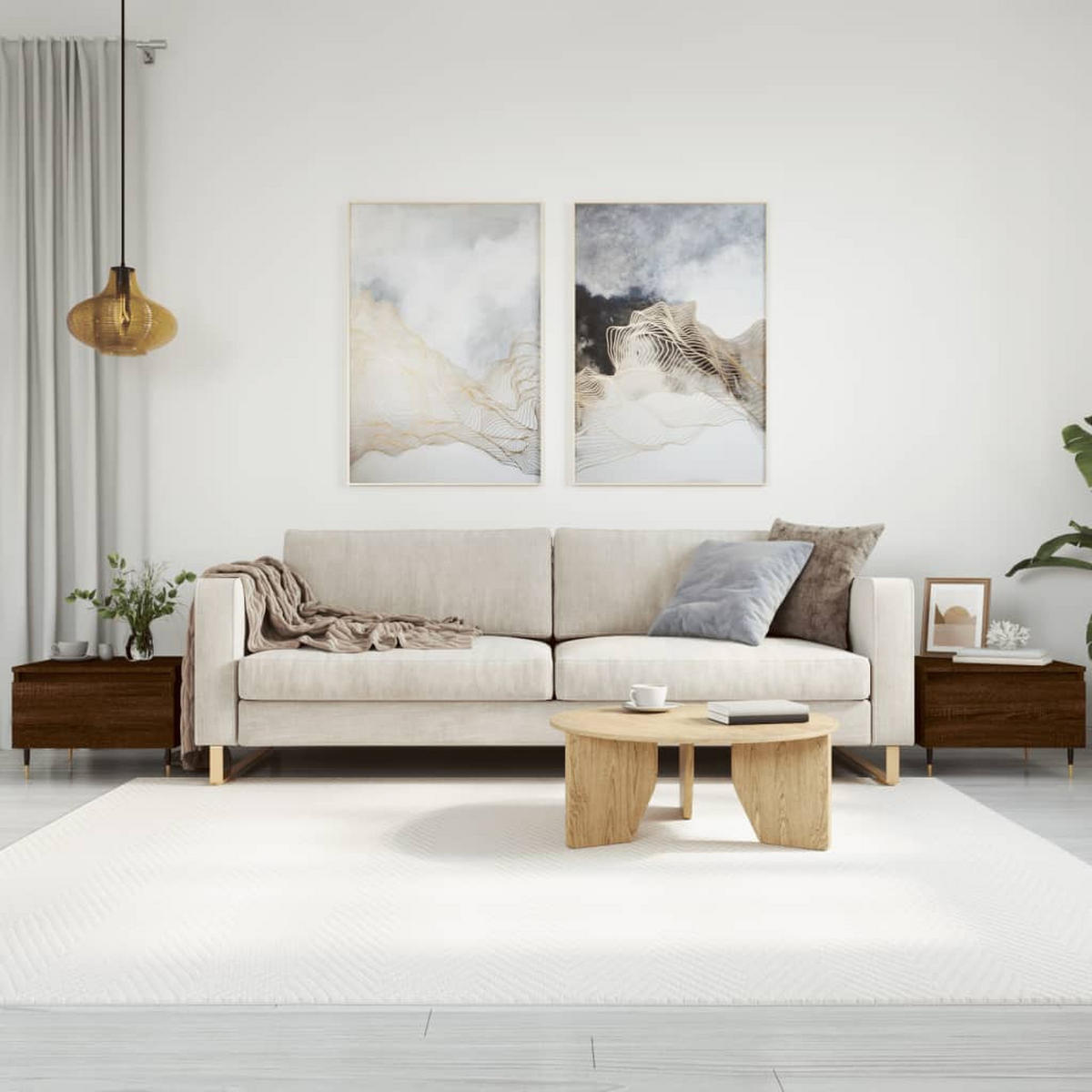 COUCHTISCHE 2 Stk. Braun Eichen-Optik 50x46x35 cm Holzwerkstoff - Braun, Holzwerkstoff (46/50/35cm) - furnicato