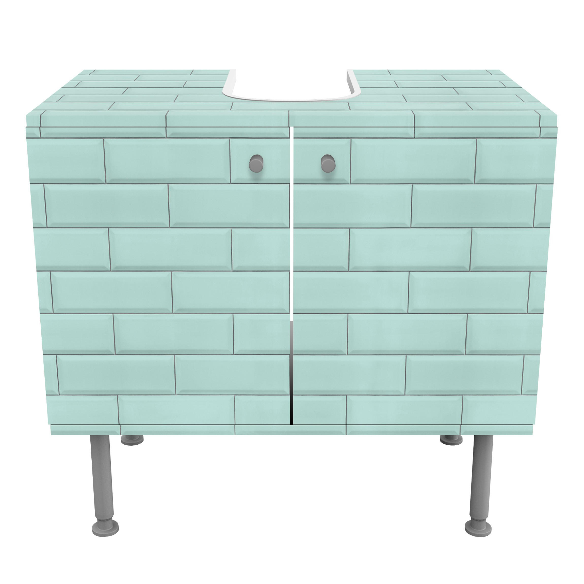 WASCHBECKENUNTERSCHRANK Keramikfliesen türkis 60/55/35 cm - Türkis, Holzwerkstoff (60/55/35cm) - Bilderwelten