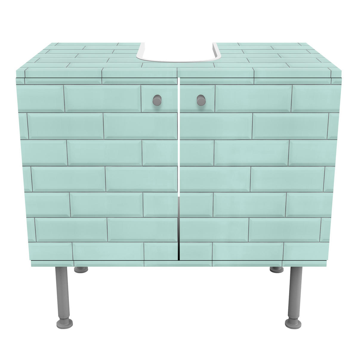 WASCHBECKENUNTERSCHRANK Keramikfliesen türkis 60/55/35 cm - Türkis, Holzwerkstoff (60/55/35cm) - Bilderwelten